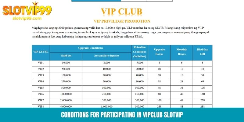 Conditions for participating in VIPCLUB Slotvip
