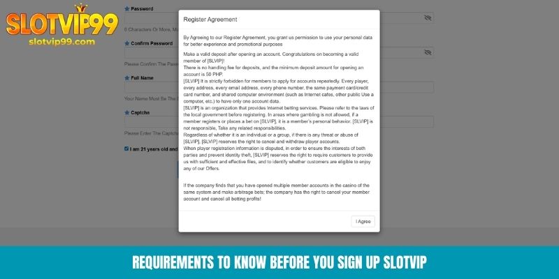 Requirements to know before you sign up Slotvip