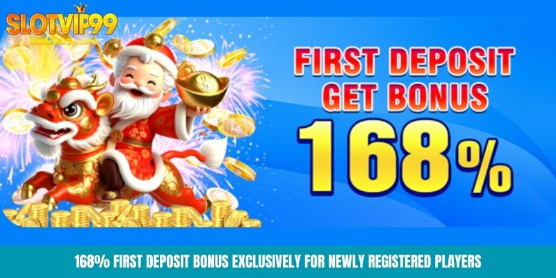 168% first deposit bonus exclusively for newly registered players