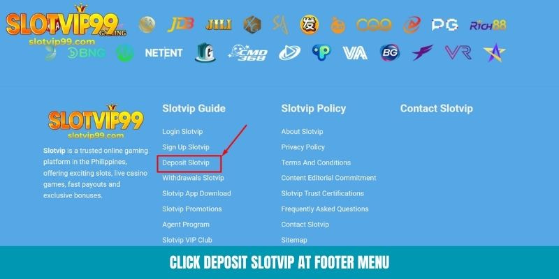 Click deposit Slotvip at footer menu