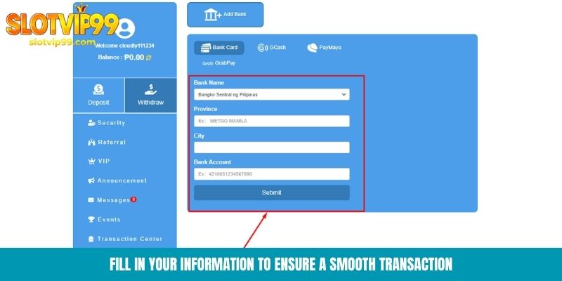 Fill in your information to ensure a smooth transaction