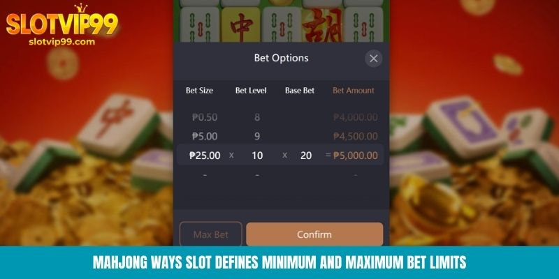 Mahjong Ways slot defines minimum and maximum bet limits