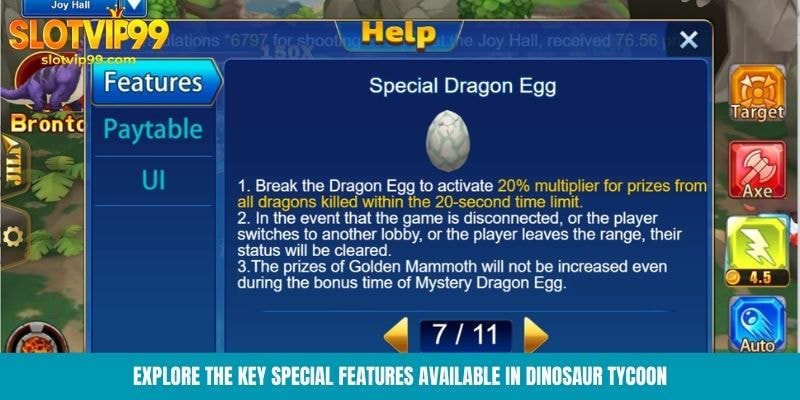 Special features available in Dinosaur Tycoon