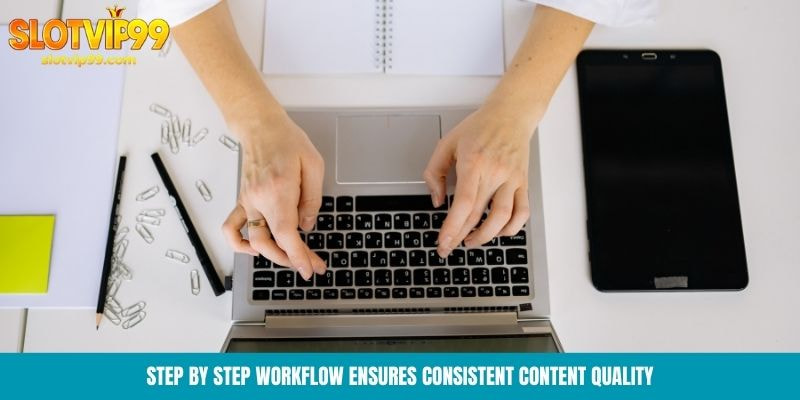 Step by step workflow ensures consistent content quality