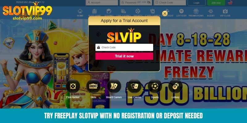 Try Freeplay Slotvip with no registration or deposit needed