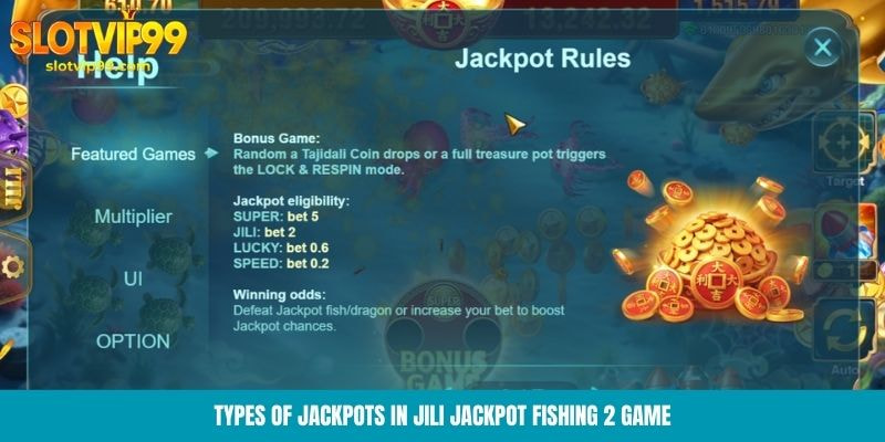 Types of jackpots in JILI Jackpot Fishing 2 game