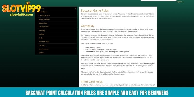 Baccarat point calculation rules are simple and easy for beginners