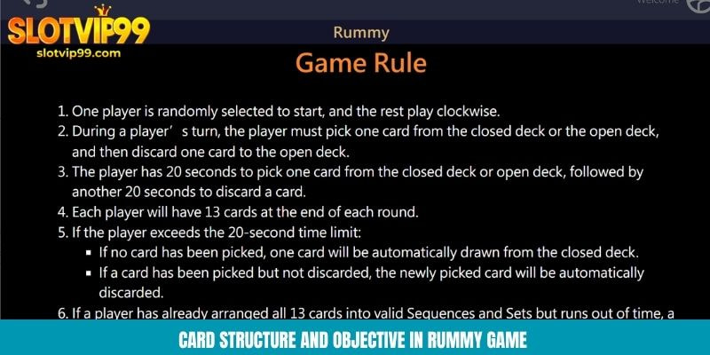 Card structure and objective in rummy game