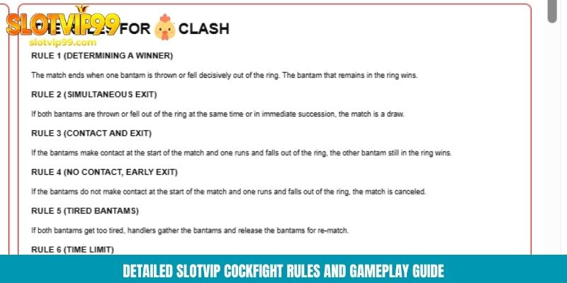 Detailed Slotvip cockfight rules and gameplay guide