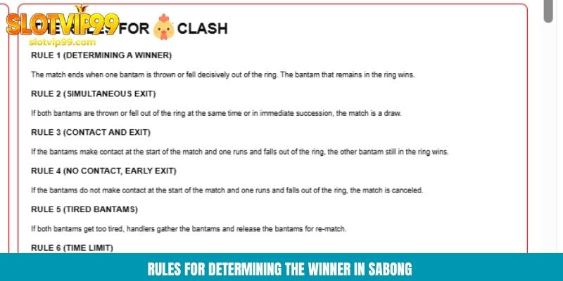 Rules for determining the winner in sabong
