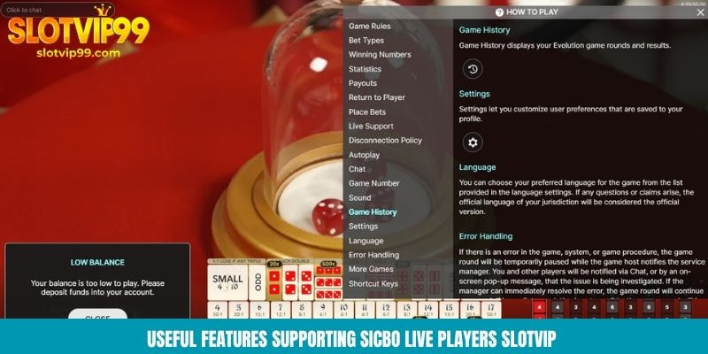 Useful features supporting sicbo live players Slotvip 
